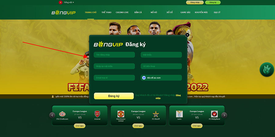 Các bước đăng ký tài khoản Bóng Vip
