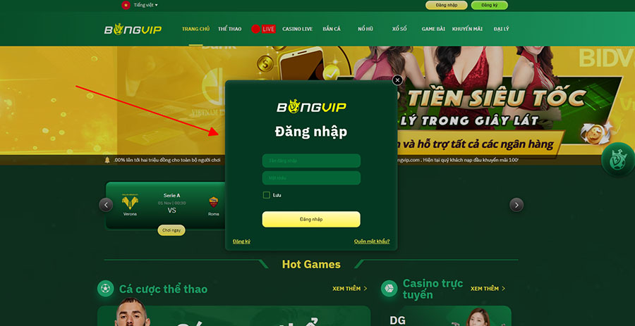 Truy cập đăng nhập tài khoản Bóng VIP